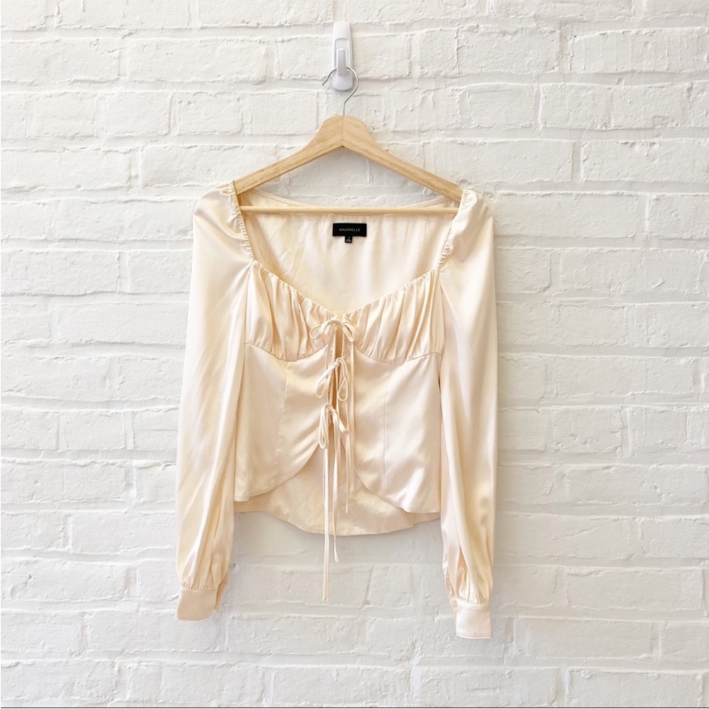 Revolve x Majorelle || Waldorf Top Tie Bustier Cups Ivory Satin XS